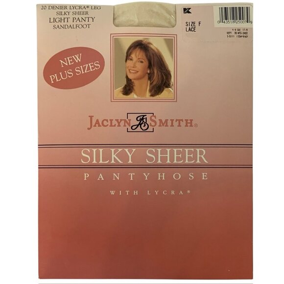 Jaclyn Smith Silky Sheer Pantyhose Plus Sz F 2XL Cream Light Control Sandalfoot - Picture 1 of 3
